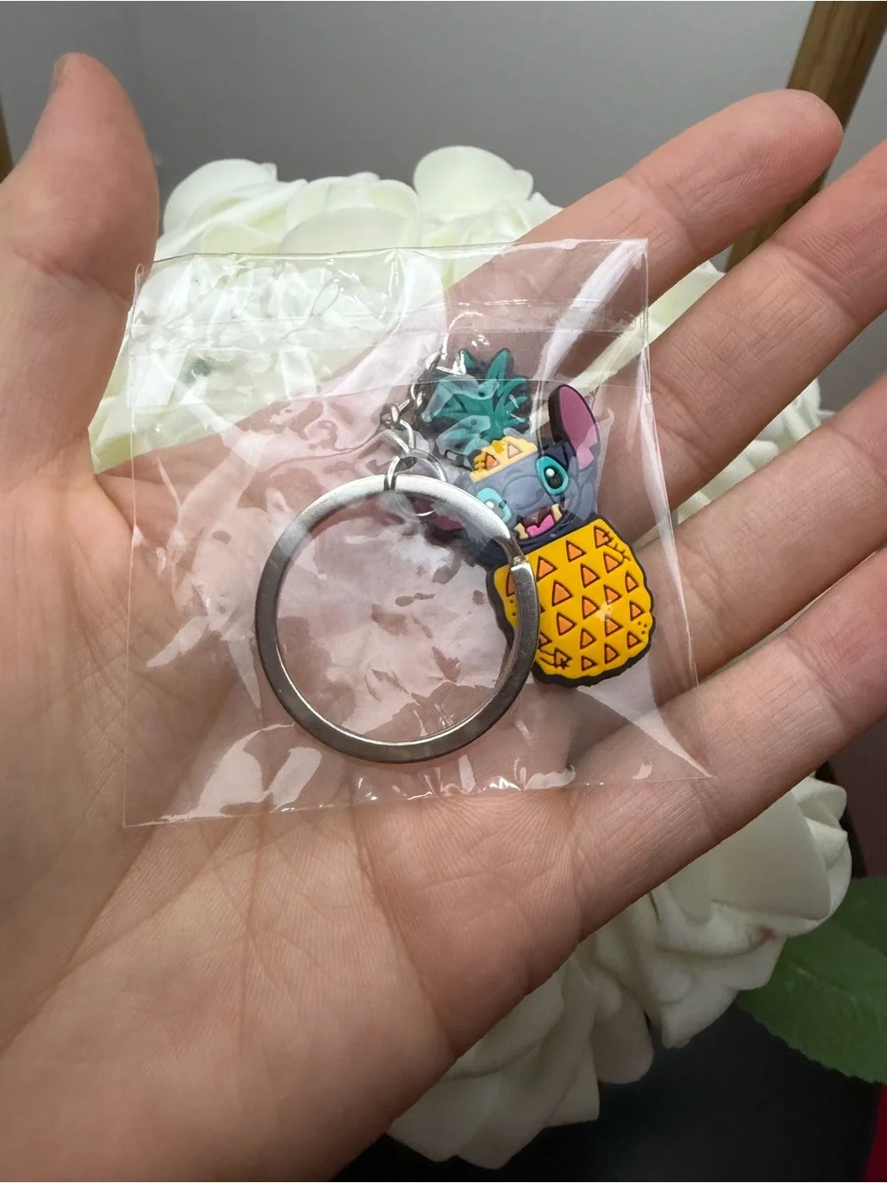 Cute Pineapple Stitch Keychain - Yellow & Teal